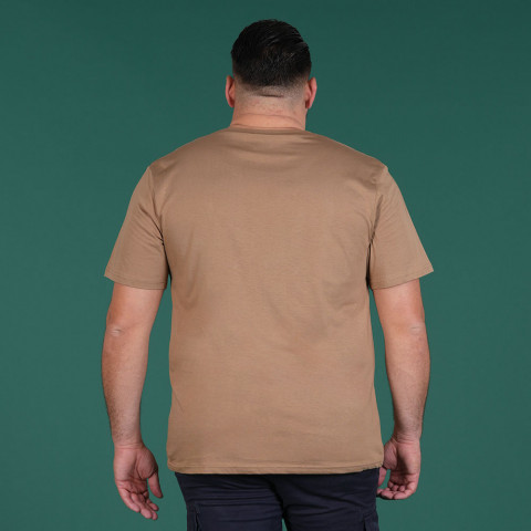 T-shirt supima col V beige foncé à manches courtes Ruckfield