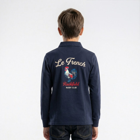 Polo bleu marine à manches longues Ruckfield enfant - GOTS