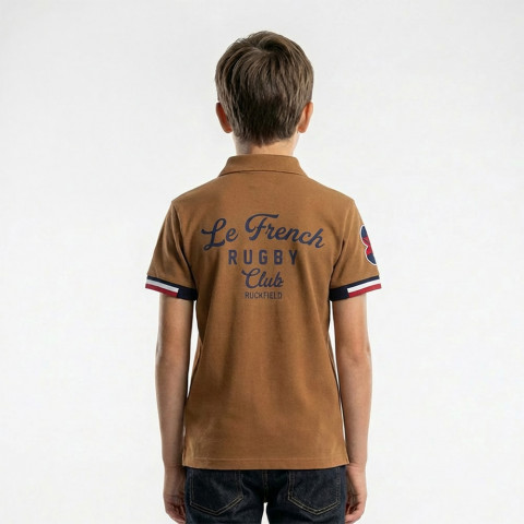 Polo à manches courtes beige foncé FRC Ruckfield enfant - GOTS