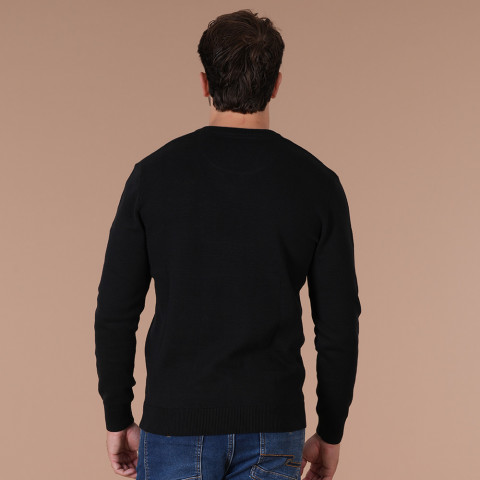 Pull noir col V Ruckfield Essentiel - GOTS