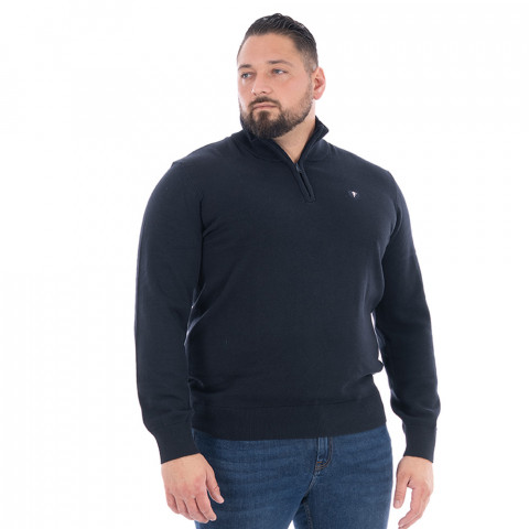 Pull demi-zip Ruckfield essentiel bleu marine - GOTS