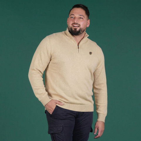 Pull demi-zip Ruckfield essentiel beige - GOTS