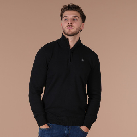 Pull demi-zip Ruckfield essentiel noir - GOTS