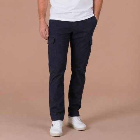 Pantalon cargo Ruckfield bleu marine - GOTS