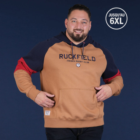 Sweat à capuche beige foncé Ruckfield "Le French" -GOTS-