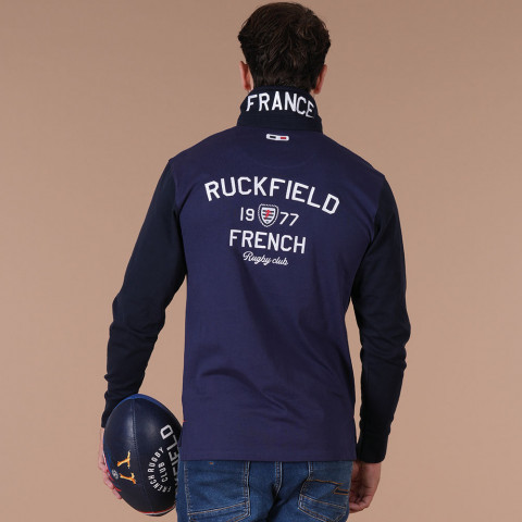 Polo à manches longues bleu marine Ruckfield "Le French"