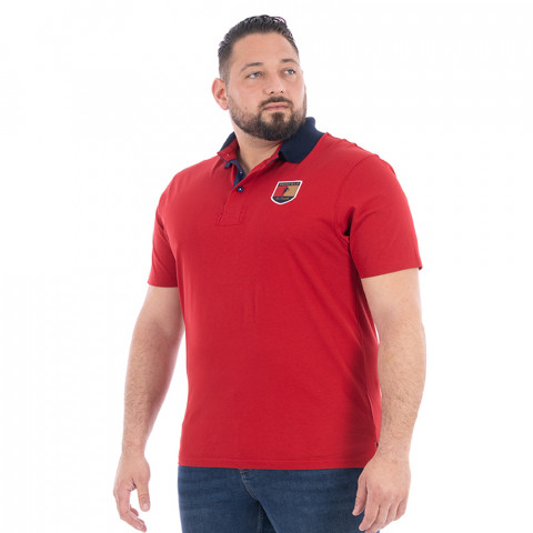Polo à manches courtes rouge foncé Ruckfield "Le French" -GOTS-