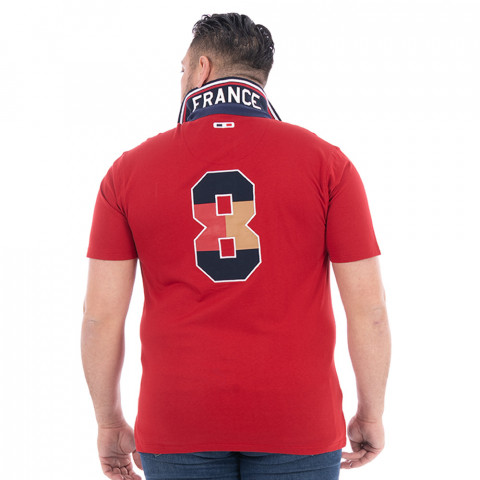 Polo à manches courtes rouge foncé Ruckfield "Le French" -GOTS-