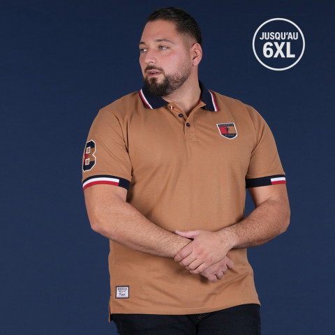 Polo à manches courtes beige foncé Ruckfield French Rugby Club - GOTS