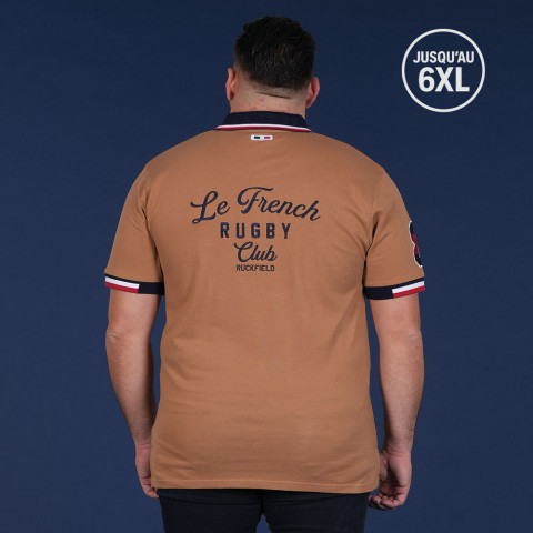 Polo à manches courtes beige foncé Ruckfield French Rugby Club - GOTS