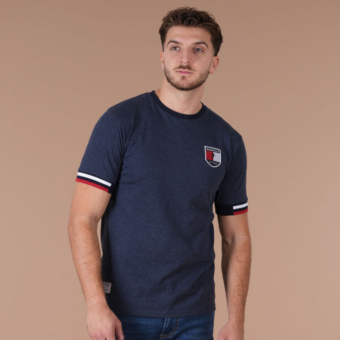 T-shirt à manches courtes Ruckfield French Rugby Club bleu chiné - GOTS