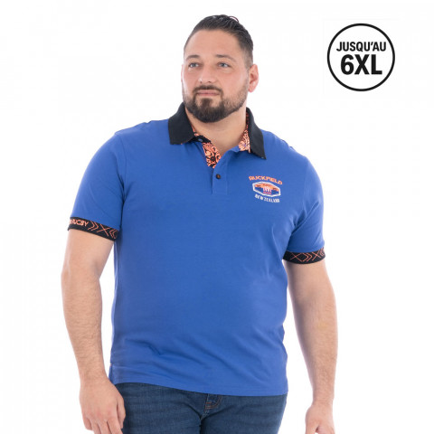 Polo à manches courtes bleu Ruckfield Maori GOTS
