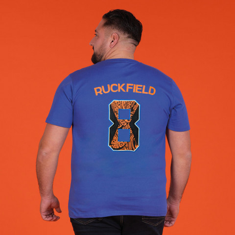 T-shirt Ruckfield Maori Rugby bleu GOTS