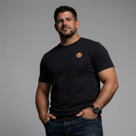 T-shirt Ruckfield Maori Rugby noir GOTS