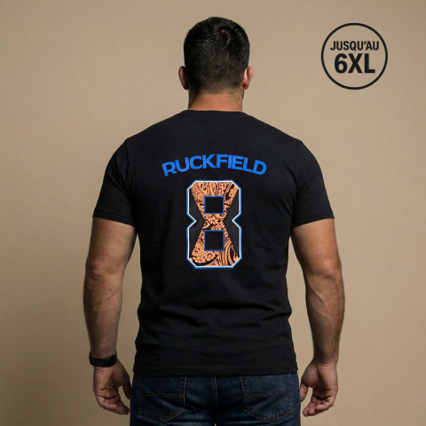 T-shirt Ruckfield Maori Rugby noir GOTS