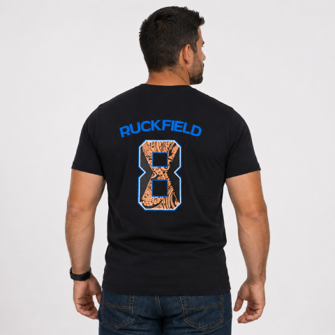 T-shirt Ruckfield Maori Rugby noir GOTS