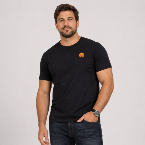 T-shirt Ruckfield Maori Rugby noir GOTS