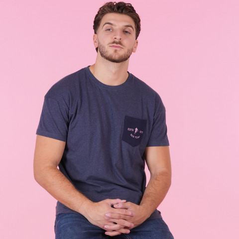 T-shirt bleu chiné Ruckfield Flowers - GOTS