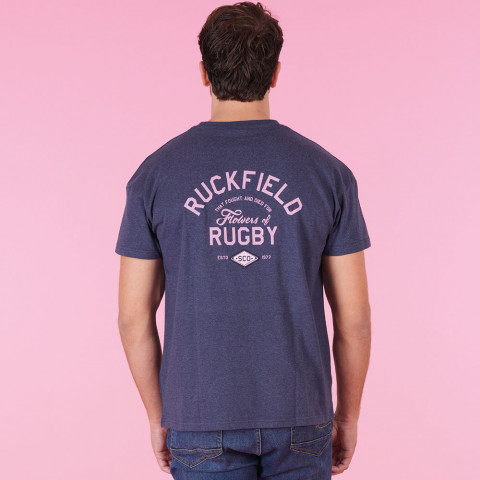T-shirt bleu chiné Ruckfield Flowers - GOTS