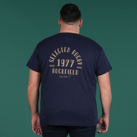 T-shirt bleu marine à manches courtes Ruckfield Selected Rugby - GOTS