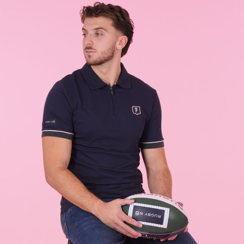 Ruckfield Navy Blue Short-Sleeved Le Club No. 8 Polo Shirt 