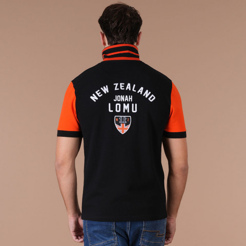 Jonah Lomu by Ruckfield black short-sleeved polo shirt 