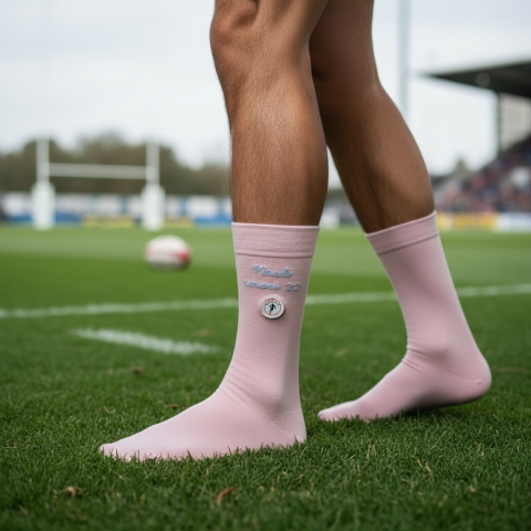 Ruckfield pink socks "Tuesday return 22"