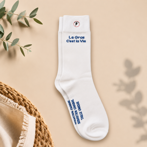 Chaussettes Ruckfield "Le Gras c'est la Vie" blanche