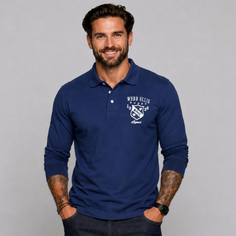 Polo bleu marine à manches longues Webb Ellis Rugby Legend