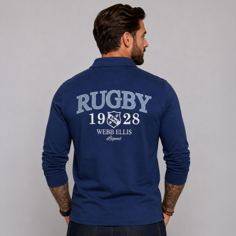 Polo bleu marine à manches longues Webb Ellis Rugby Legend