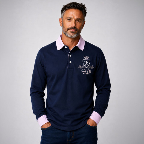 Polo bleu marine à manches longues WEBB ELLIS Rugby Legend