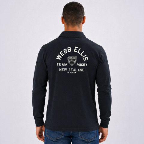 NZ WEBB ELLIS long-sleeved polo shirt Rugby Nations black