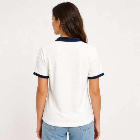 Polo Bleu Marine Éponge Femme