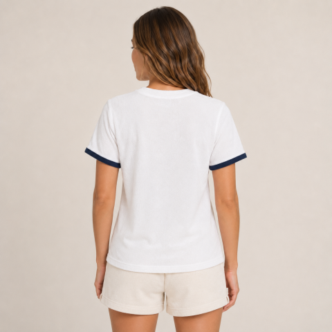 T-Shirt bleu marine Éponge Femme 