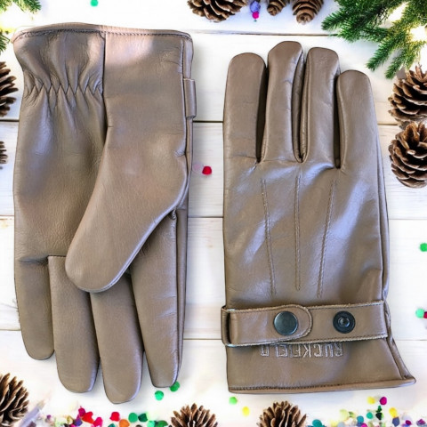 Brown leather gloves