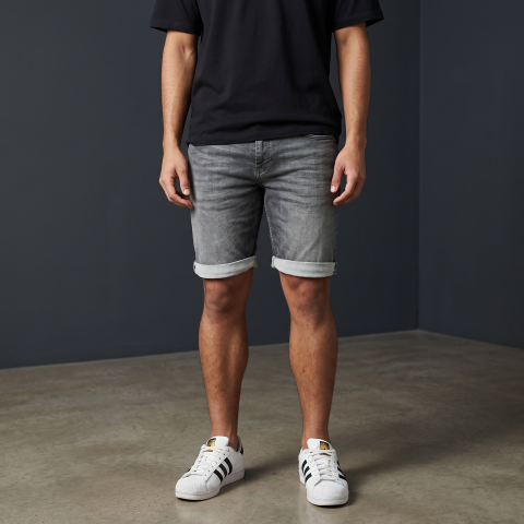 Grey denim Bermuda shorts