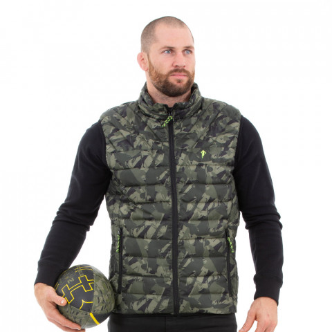 Camouflage sleeveless down jacket