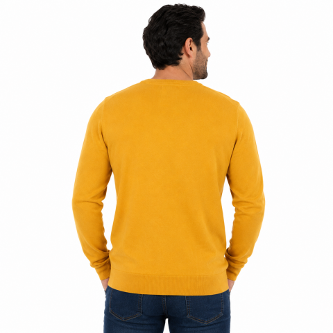 Ruckfield ochre round-neck sweater