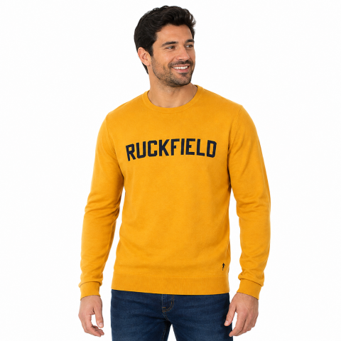 Ruckfield ochre round-neck sweater