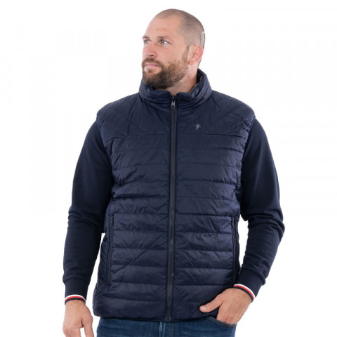 Grey/navy reversible sleeveless down jacket
