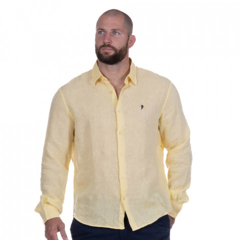 Linen shirt, long sleeves, dark yellow