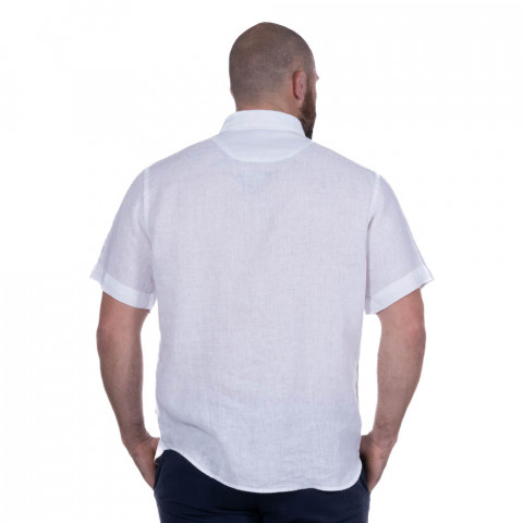 White short-sleeved linen shirt