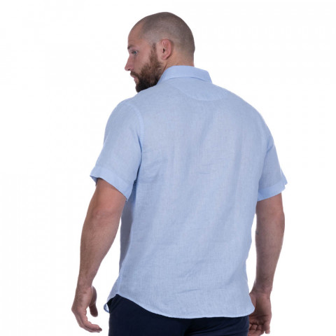 Linen shirt, short sleeves, sky blue