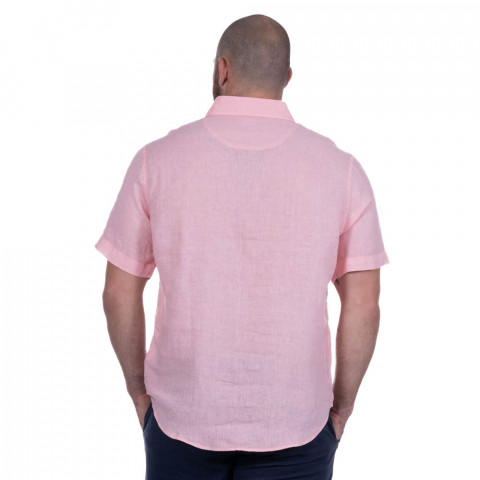 Linen shirt, short sleeves, light pink