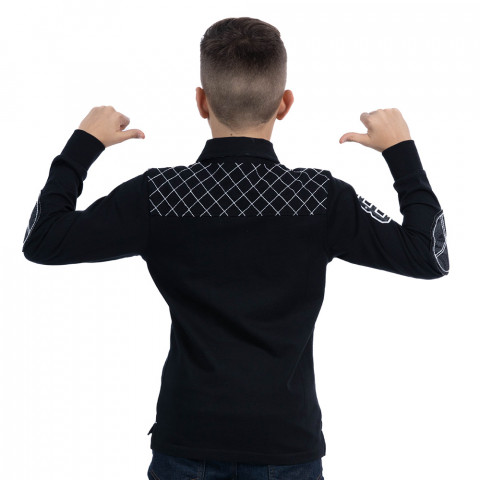 Ruckfield children's long-sleeved Maori polo shirt black