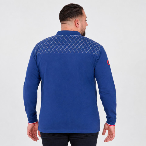 Ruckfield long-sleeved polo shirt French Rugby Club blue