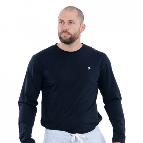 Ruckfield long-sleeved rugby Vichy navy pyjamas