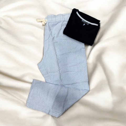 Ruckfield long-sleeved rugby Vichy navy pyjamas