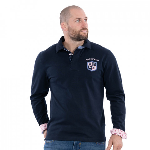 Ruckfield long-sleeved polo shirt Rugby Club navy blue