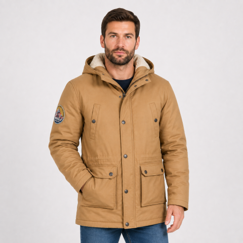 Ruckfield Rugby Camps dark beige Sherpa parka